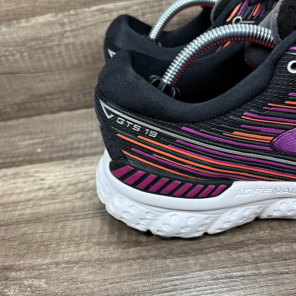 Brooks Adrenaline GTS 19 Black Purple Womens US Size 9 1202841B080 Running Shoes - Picture 2 of 10